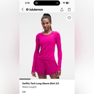 Lululemon Swiftly Tech Long Sleeve - Hot Pink